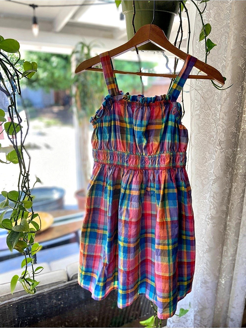 Cat & Jack Plaid/Gingham Girls Dress Size 10/12 Like New